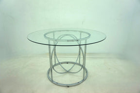 Levy Chrome 48-inch Round Glass Top Dining Table - Ornate Home