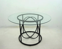 Levy Matte Black 48-inch Round Glass Top Dining Table - Ornate Home