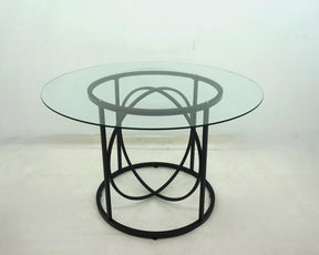 Levy Matte Black 48-inch Round Glass Top Dining Table - Ornate Home