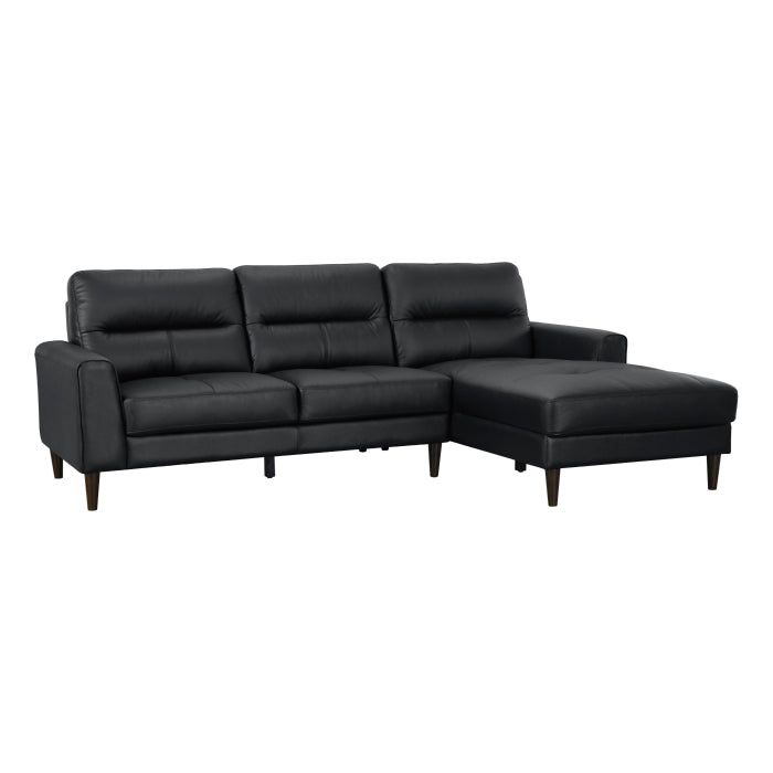 Lewes Black 2-Piece Sectional with Right Chaise - Ornate Home