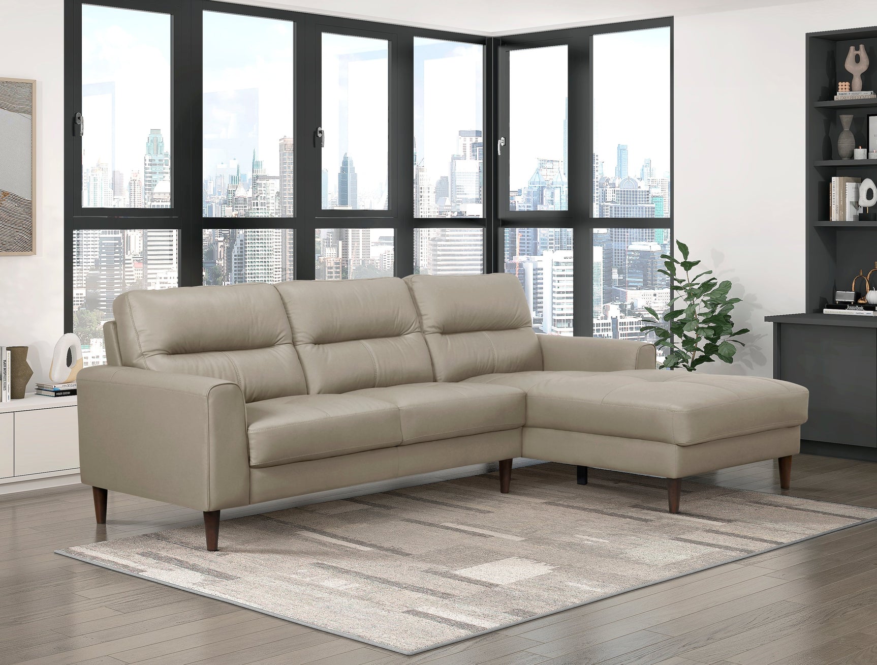 Lewes Latte 2-Piece Sectional with Right Chaise - Ornate Home