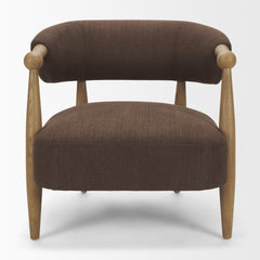 Lewis Mocha/Brown Fabric Wood Open Back Accent Chair