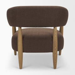Lewis Mocha/Brown Fabric Wood Open Back Accent Chair