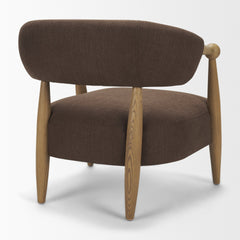 Lewis Mocha/Brown Fabric Wood Open Back Accent Chair