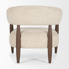 Lewis Oatmeal/Brown Fabric Wood Open Back Accent Chair - Ornate Home
