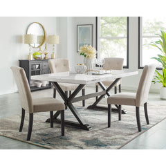 Lexi White/Taupe 5-Piece Dining Set - Ornate Home