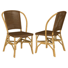Lexley Brown Woven Rattan Dining Side Chair (Set of 2) - Ornate Home