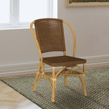 Lexley Brown Woven Rattan Dining Side Chair (Set of 2) - Ornate Home