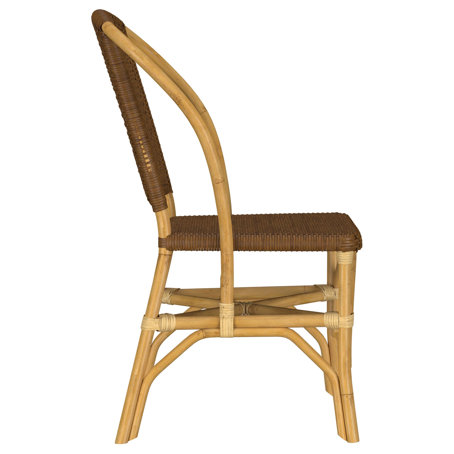 Lexley Brown Woven Rattan Dining Side Chair (Set of 2) - Ornate Home