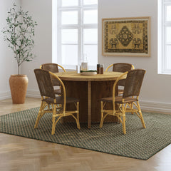 Lexley Brown Woven Rattan Dining Side Chair (Set of 2) - Ornate Home