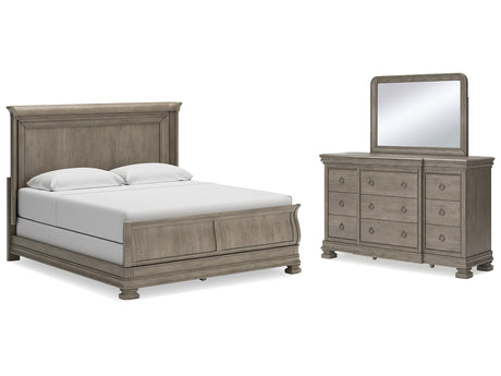 Lexorne California King Sleigh Bedroom Set with Dresser and Mirror - Ornate Home