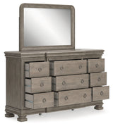 Lexorne California King Sleigh Bedroom Set with Dresser and Mirror - Ornate Home