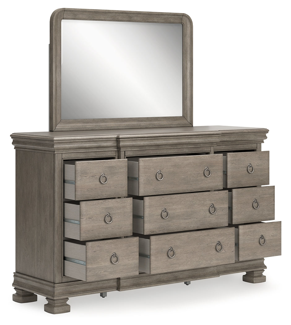 Lexorne Gray Dresser and Mirror - Ornate Home