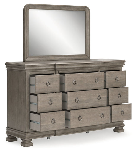 Lexorne Gray Dresser and Mirror - Ornate Home