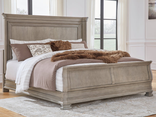 Lexorne Gray King Sleigh Bed - Ornate Home