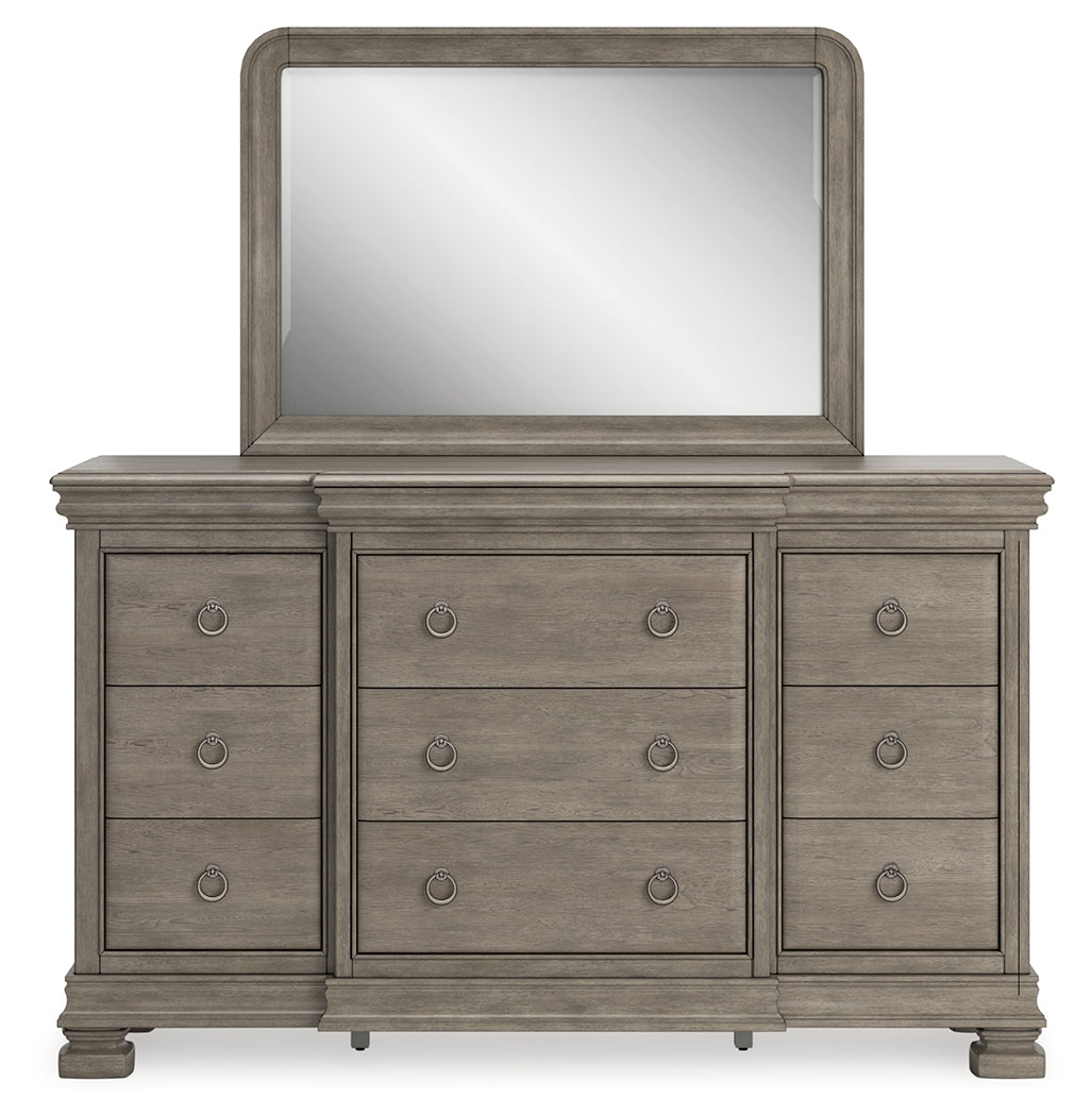 Lexorne King Sleigh Bedroom Set with Dresser and Mirror - Ornate Home