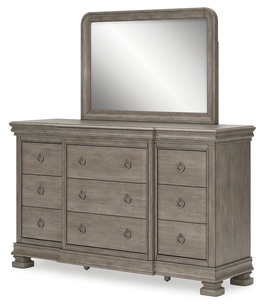 Lexorne King Sleigh Bedroom Set with Dresser and Mirror - Ornate Home