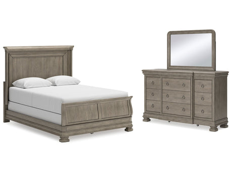 Lexorne Queen Sleigh Bedroom Set with Dresser and Mirror - Ornate Home
