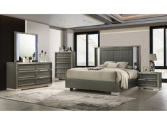 Leyland Dark Gray Queen 5 Piece Bedroom Set w/2 Nightstands - Ornate Home