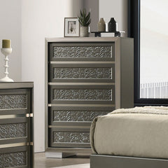 Leyland Dark Gray Queen 5 Piece Bedroom Set w/Chest - Ornate Home