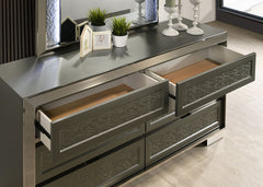 Leyland Dark Gray Queen 5 Piece Bedroom Set w/Chest - Ornate Home