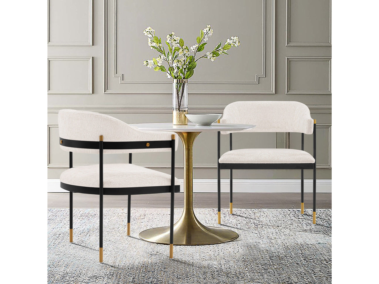 Lia Dining Armchair in Cream (set of 2) - Ornate Home