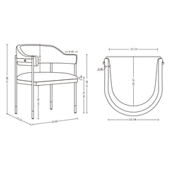 Lia Dining Armchair in Grey - Ornate Home