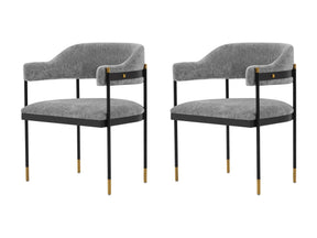 Lia Dining Armchair in Grey (set of 2) - Ornate Home