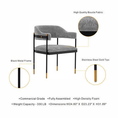 Lia Dining Armchair in Grey (set of 2) - Ornate Home