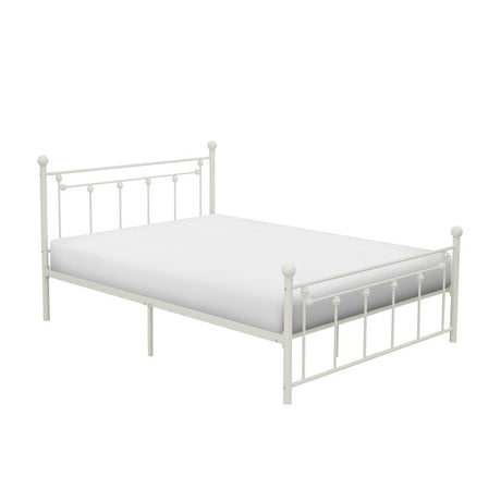 Lia White Full Metal Platform Bed - Ornate Home