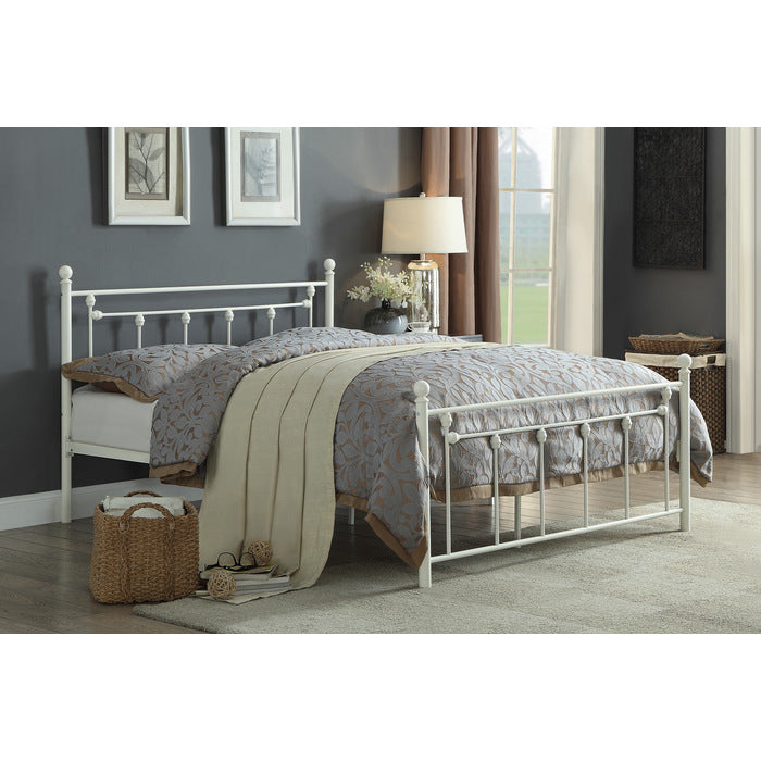 Lia White Full Metal Platform Bed - Ornate Home