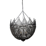 Liam Black Wooden Bead Bowl-Style Four Bulb Chandelier - Ornate Home