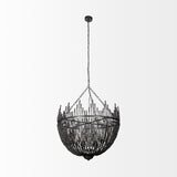 Liam Black Wooden Bead Bowl-Style Four Bulb Chandelier - Ornate Home