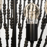 Liam Black Wooden Bead Bowl-Style Four Bulb Chandelier - Ornate Home