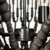 Liam Black Wooden Bead Bowl-Style Four Bulb Chandelier - Ornate Home