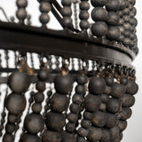 Liam Black Wooden Bead Bowl-Style Four Bulb Chandelier - Ornate Home