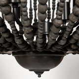 Liam Black Wooden Bead Bowl-Style Four Bulb Chandelier - Ornate Home