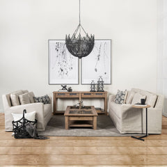 Liam Black Wooden Bead Bowl-Style Four Bulb Chandelier - Ornate Home