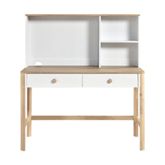 Liam Natural/White Writing Desk With Hutch - Ornate Home
