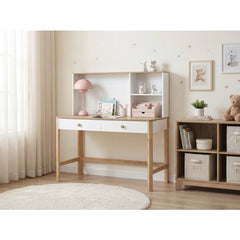 Liam Natural/White Writing Desk With Hutch - Ornate Home