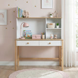Liam Natural/White Writing Desk With Hutch - Ornate Home