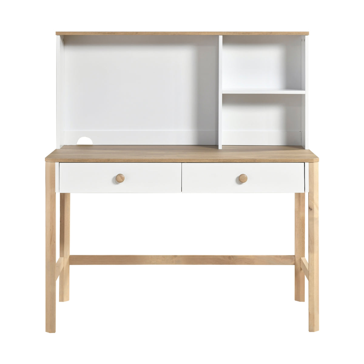 Liam Natural/White Writing Desk With Hutch - Ornate Home