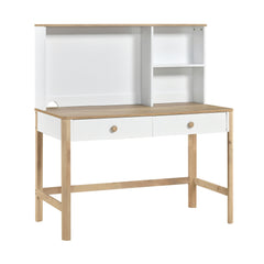 Liam Natural/White Writing Desk With Hutch - Ornate Home