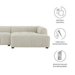 Liana Linen Right-Facing Upholstered Fabric Modular Sofa with Chaise - Ornate Home