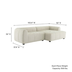 Liana Linen Right-Facing Upholstered Fabric Modular Sofa with Chaise - Ornate Home