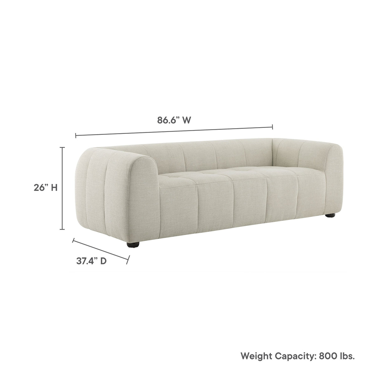 Liana Linen Upholstered Fabric Sofa - Ornate Home