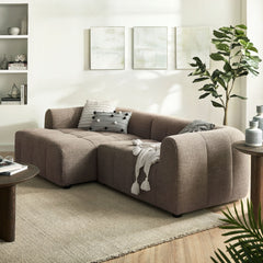Liana Mocha Left-Facing Upholstered Fabric Modular Sofa with Chaise - Ornate Home