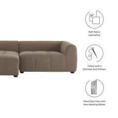 Liana Mocha Left-Facing Upholstered Fabric Modular Sofa with Chaise - Ornate Home