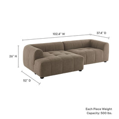 Liana Mocha Left-Facing Upholstered Fabric Modular Sofa with Chaise - Ornate Home