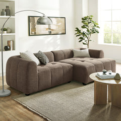 Liana Mocha Right-Facing Upholstered Fabric Modular Sofa with Chaise - Ornate Home